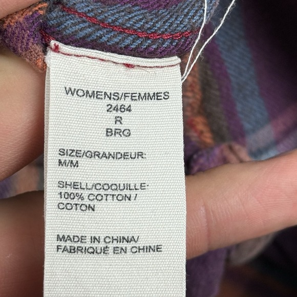 Woolrich Plaid Shirt Women's Size‎ Medium Burgundy Plaid Flannel Long Sleeve - Picture 14 of 14